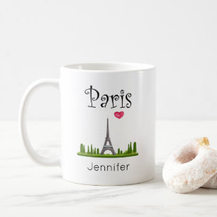 Herz Paris mit Eiffelturm Custom Kaffeetasse