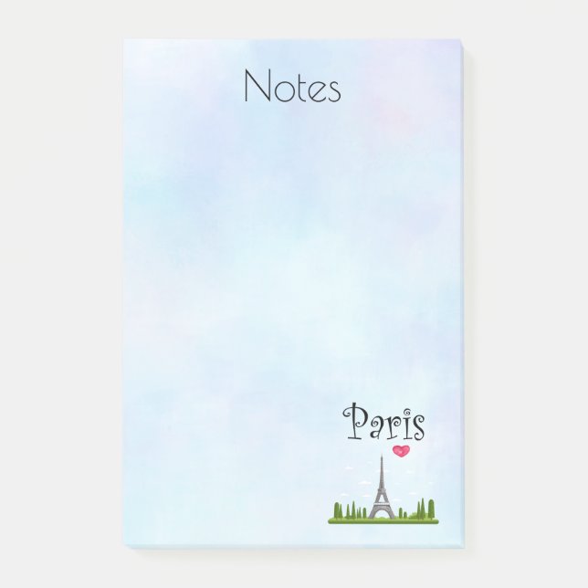Herz Paris mit Eiffelturm Post-it Klebezettel (Vorderseite)
