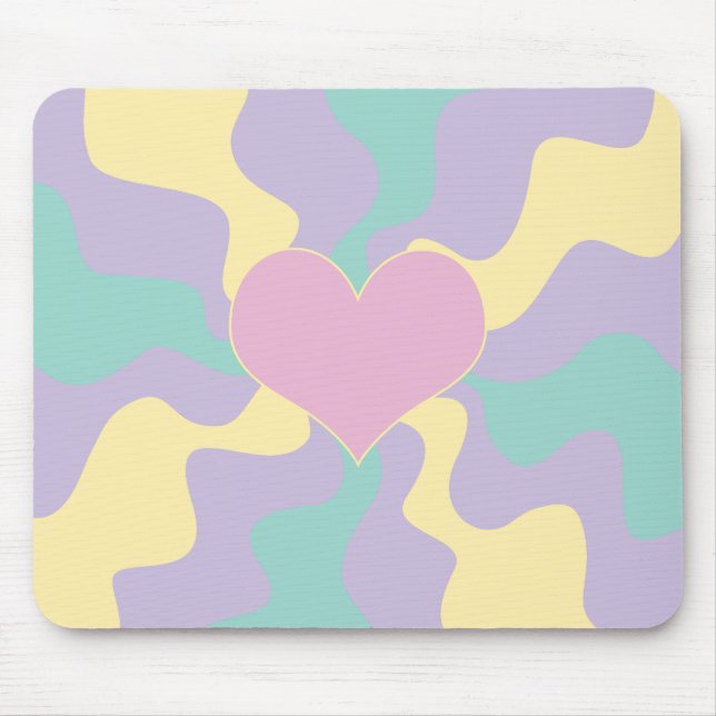 Herz - Pastellrosa, gelb, Lila und grün Mousepad (Vorne)