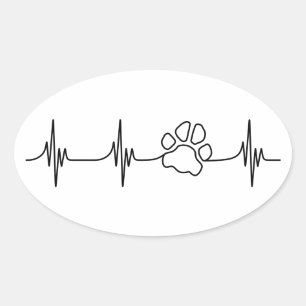 Herz-PAW-Beat Ovaler Aufkleber