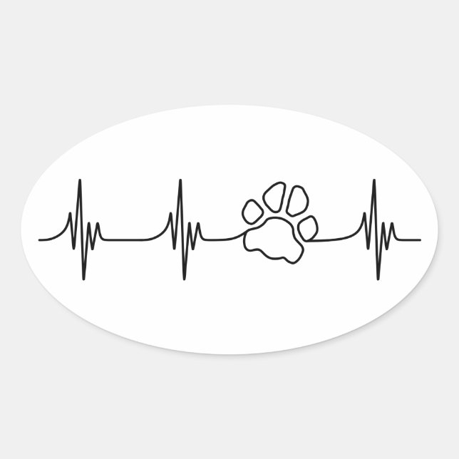 Herz-PAW-Beat Ovaler Aufkleber (Vorderseite)