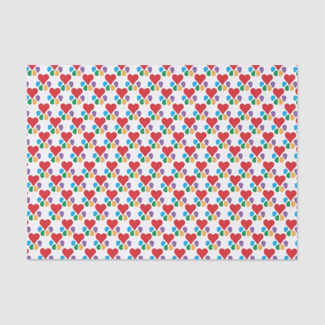 Herz-Paw Muster Fußabdrücke wrap es mit Liebe! Seidenpapier (Vorderseite)