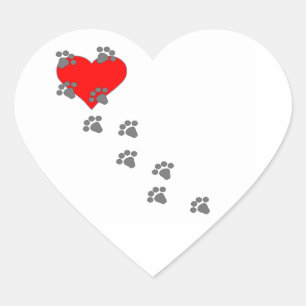 Herz (Paw Prints) Herz-Aufkleber