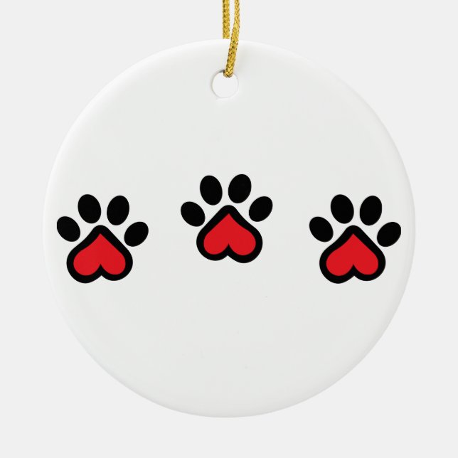 Herz Paw Prints Keramik Ornament (Vorne)