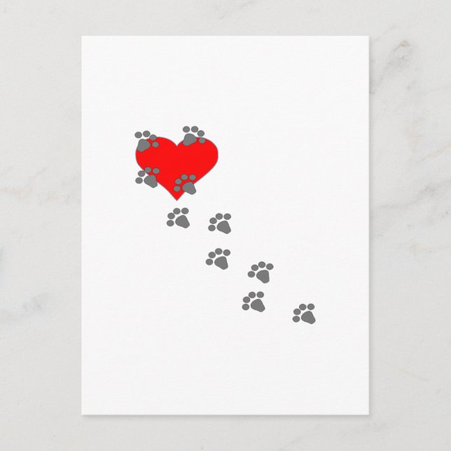 Herz (Paw Prints) Postkarte (Vorderseite)