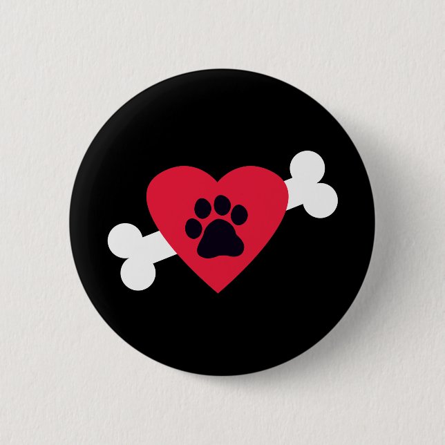 Herz, Pawprint und Knochen-Entwurfs-Knöpfe Button (Vorderseite)