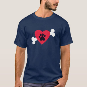 Herz, Pawprint und Knochen-Entwurfs-T - Shirt
