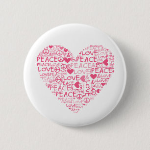 Herz peace & love button