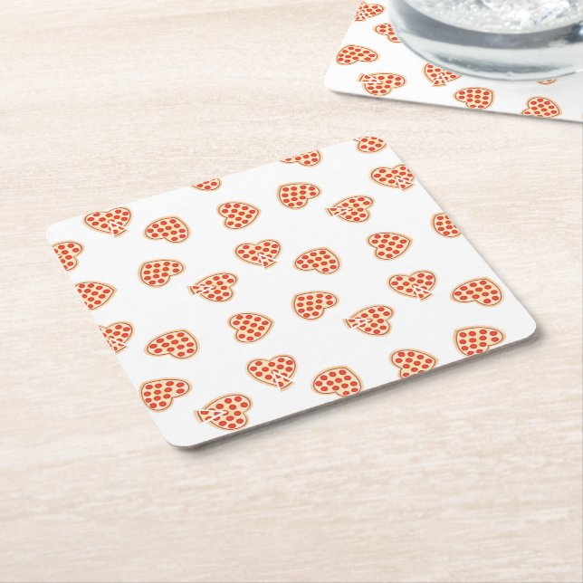 Herz Pepperoni Pizza Pattern Rechteckiger Pappuntersetzer (angewinkelt)