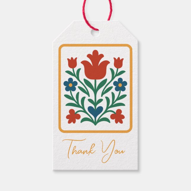 Herz & Petal Floral Folk Kunst Gunst Geschenkanhänger (Vorderseite)