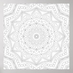 Herz Petal Mandala Symmetrie Malvorlage Kunst Poster