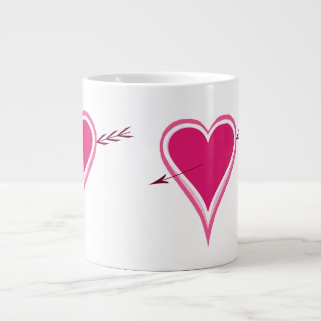 Herz & Pfeil-Himbeere Jumbo-Tasse (Vorderseite)
