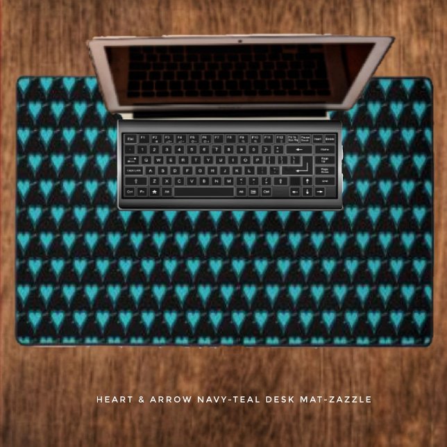Herz & Pfeil - Navy Aquamarin Schreibtischunterlage (Von Creator hochgeladen)