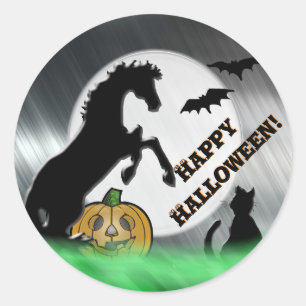 Herz-Pferde V Halloween Runder Aufkleber