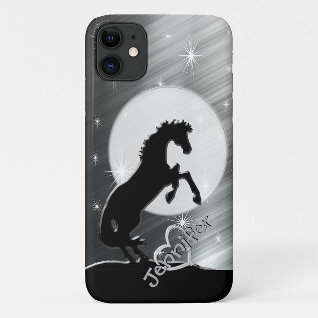 Herz Pferde V (silberne Linien) Case-Mate iPhone Hülle (Rückseite)