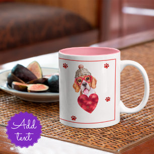 Herz Pfoten Beagle Valentinstag Geschenk Hund Zweifarbige Tasse