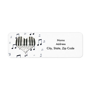 Herz-Piano-Tastatur und Musiknoten-Label