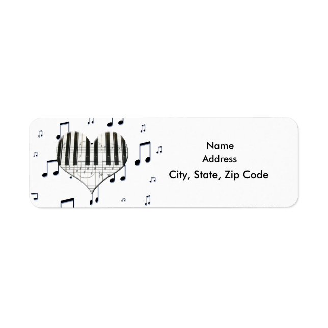 Herz-Piano-Tastatur und Musiknoten-Label (Vorne)