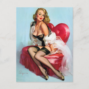Herz Pin Up Postkarte