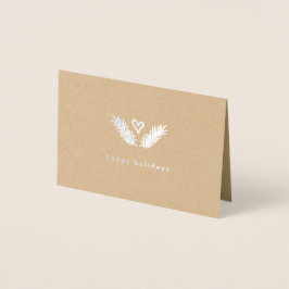 Herz & Pine - Silver & Kraft Paper Happy Holidays Folienkarte