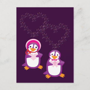 Herz & Pinguine Postkarte