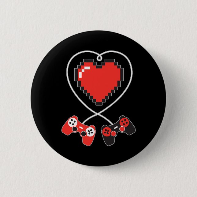 Herz Pixel Art Video-Game Controller Valentines D Button (Vorderseite)