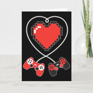 Herz Pixel Art Videospiel-Controller Valentinstag  Karte