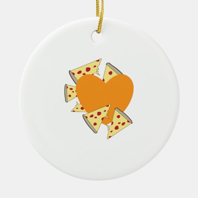 Herz-Pizza Keramikornament (Vorne)