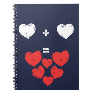 Herz Plus Herz Liebes-Mathe-Notizbuch Notizblock