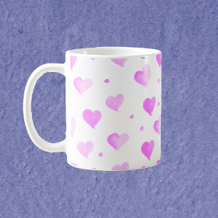 Herz Polka Dot Wasserfarbmuster Pink Kaffeetasse