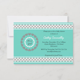 Herz Polka Dots Blue Baby Dusche für Girl Card Einladung