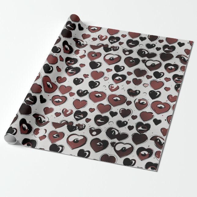 Herz Print Wrapping Papier. Geschenkpapier (Ungerollt)