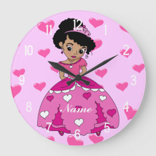 Herz-Prinzessin Illustration Große Wanduhr