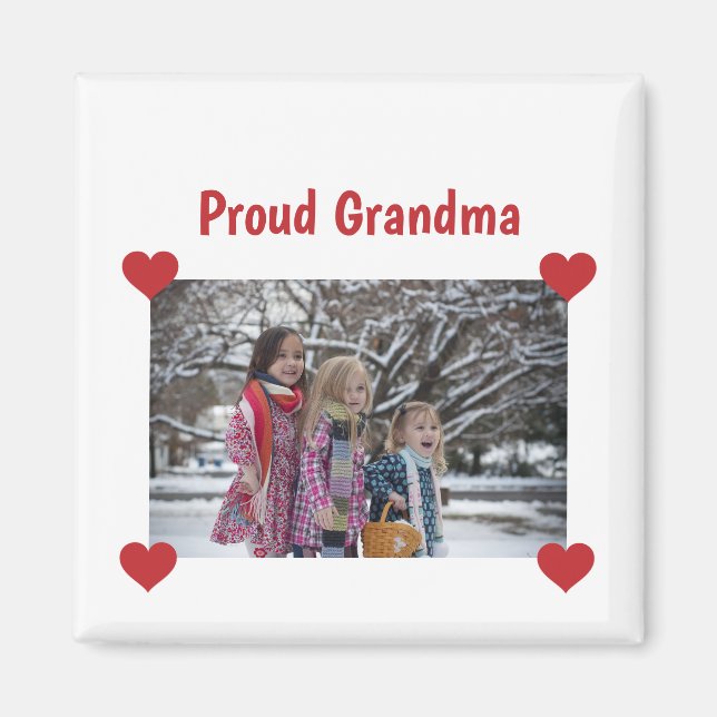 Herz Proud Oma Liebe Persönliches Foto machen Magnet (Vorne)