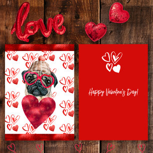 Herz Pug Hundeliebhaber Valentinsgeschenk Feiertagskarte