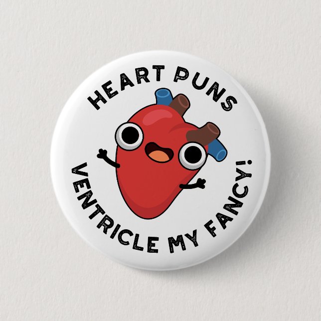 Herz Puns Ventricle Mein Extravaganter Funny Anato Button (Vorderseite)