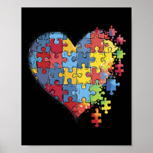 Herz-Puzzleteil Autismus-Bewusstsein Kinder Männer Poster
