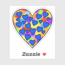 Herz Rainbow and Blue Aufkleber