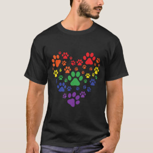 HERZ Rainbow Hund Liebe Pfosten, Gay Pride Pet D T-Shirt