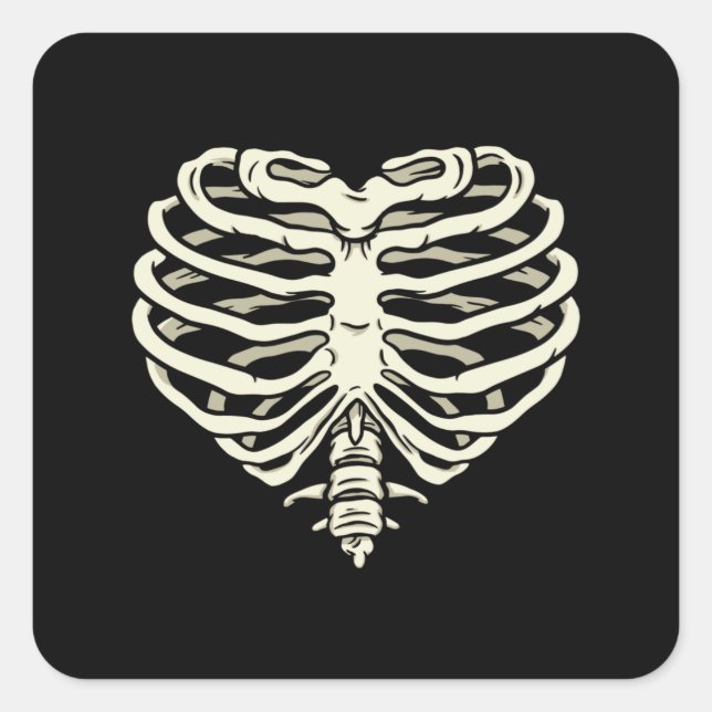 Herz Rib Cage Quadratischer Aufkleber (Vorderseite)