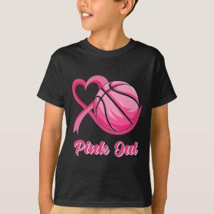 Herz Ribbon Basketball Pink Out Brustkrebs Awa T-Shirt