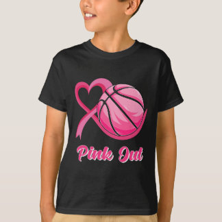 Herz Ribbon Basketball Pink Out Brustkrebs Awa T-Shirt