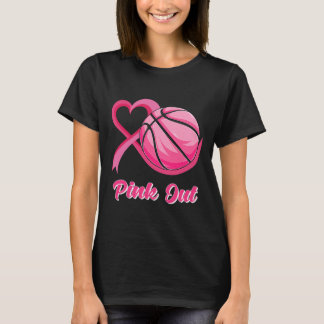 Herz Ribbon Basketball Pink Out Brustkrebs Awa T-Shirt