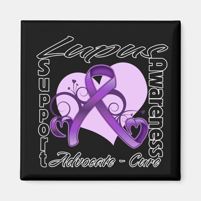 Herz Ribbon - Lupus-Bewusstsein Magnet (Vorne)