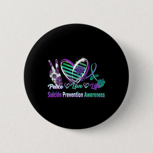 Herz Ribbon Rose Peace Liebe Psychische Gesundheit Button