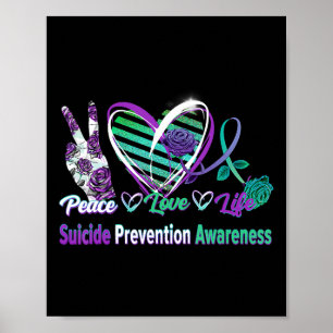 Herz Ribbon Rose Peace Liebe Psychische Gesundheit Poster