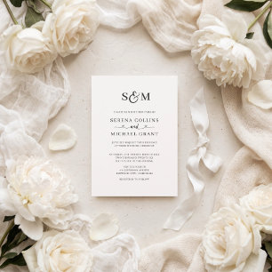 Herz romantisches Monogramm QR Code weiße Hochzeit Einladung