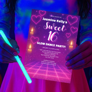 Herz Rosa und Lila glattes Party Sweet 16 Einladung