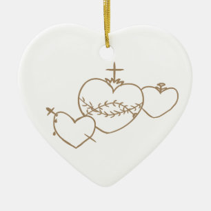 Herz-Rosenkranz-Weihnachtsbaumanhänger Keramik Ornament