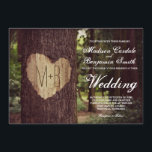 Herz Rustikaler Baum Einladungen für Hochzeiten<br><div class="desc">Carved Heart mit der Bride and Groom's Initials auf einem Baum im Wald.  Diese romantischen naturbezogenen Hochzeitseinladungen sind ideal für rustikale Hochzeiten.  leicht zu bearbeitende Vorlage; ändern Sie einfach den Wortlaut der Hochzeitseinladung zu Ihrem eigenen.</div>